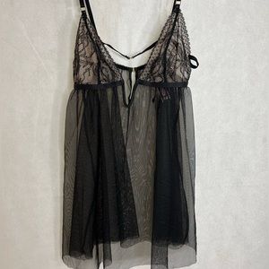 Victoria Secret black deer lace babydoll small